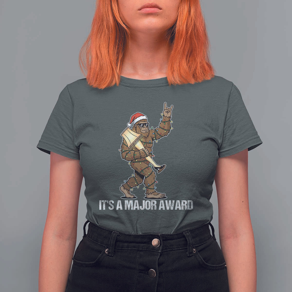Leg Lamp Christmas T Shirt For Women Funny Bigfoot Fra Gee Leh Xmas - Wonder Print Shop