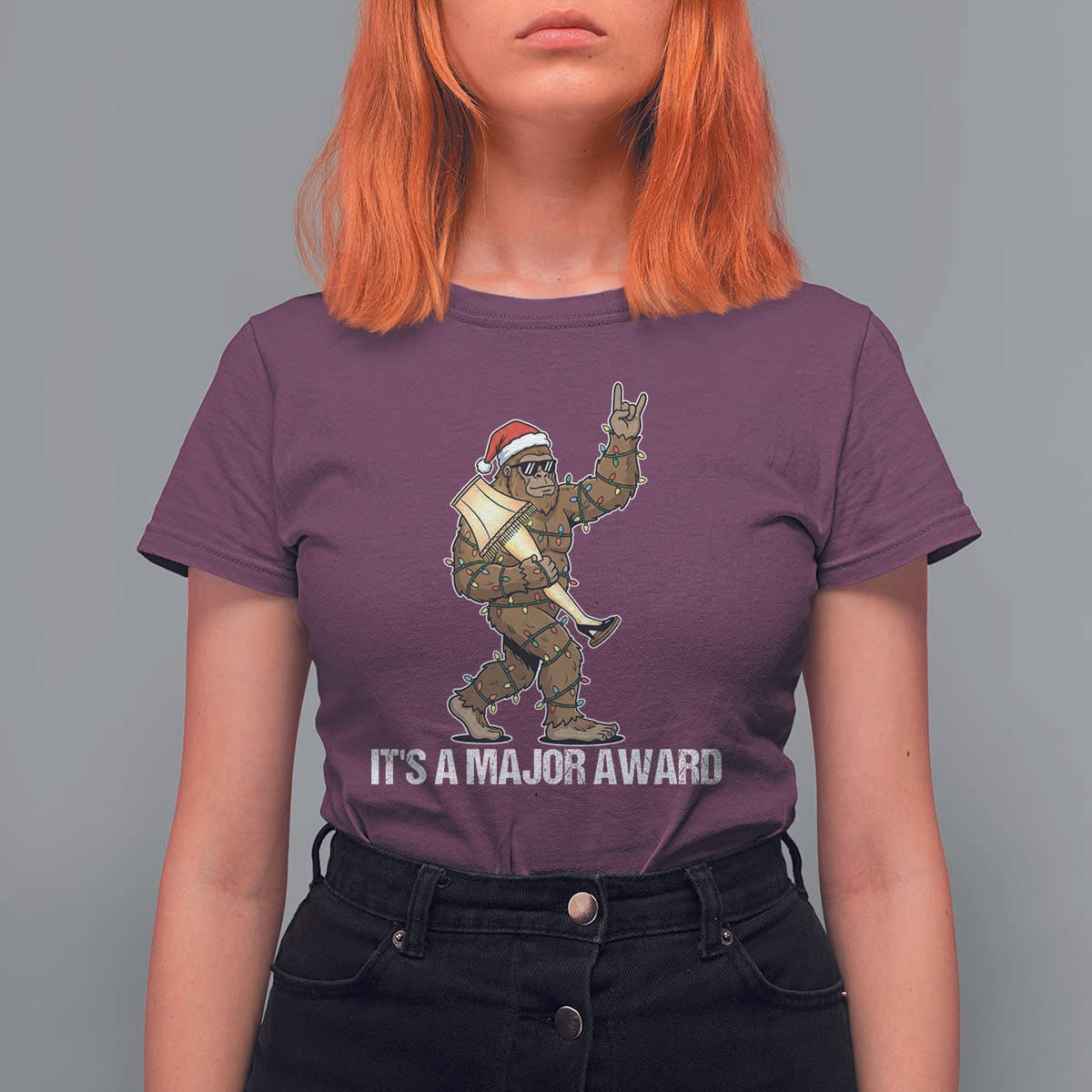 Leg Lamp Christmas T Shirt For Women Funny Bigfoot Fra Gee Leh Xmas - Wonder Print Shop