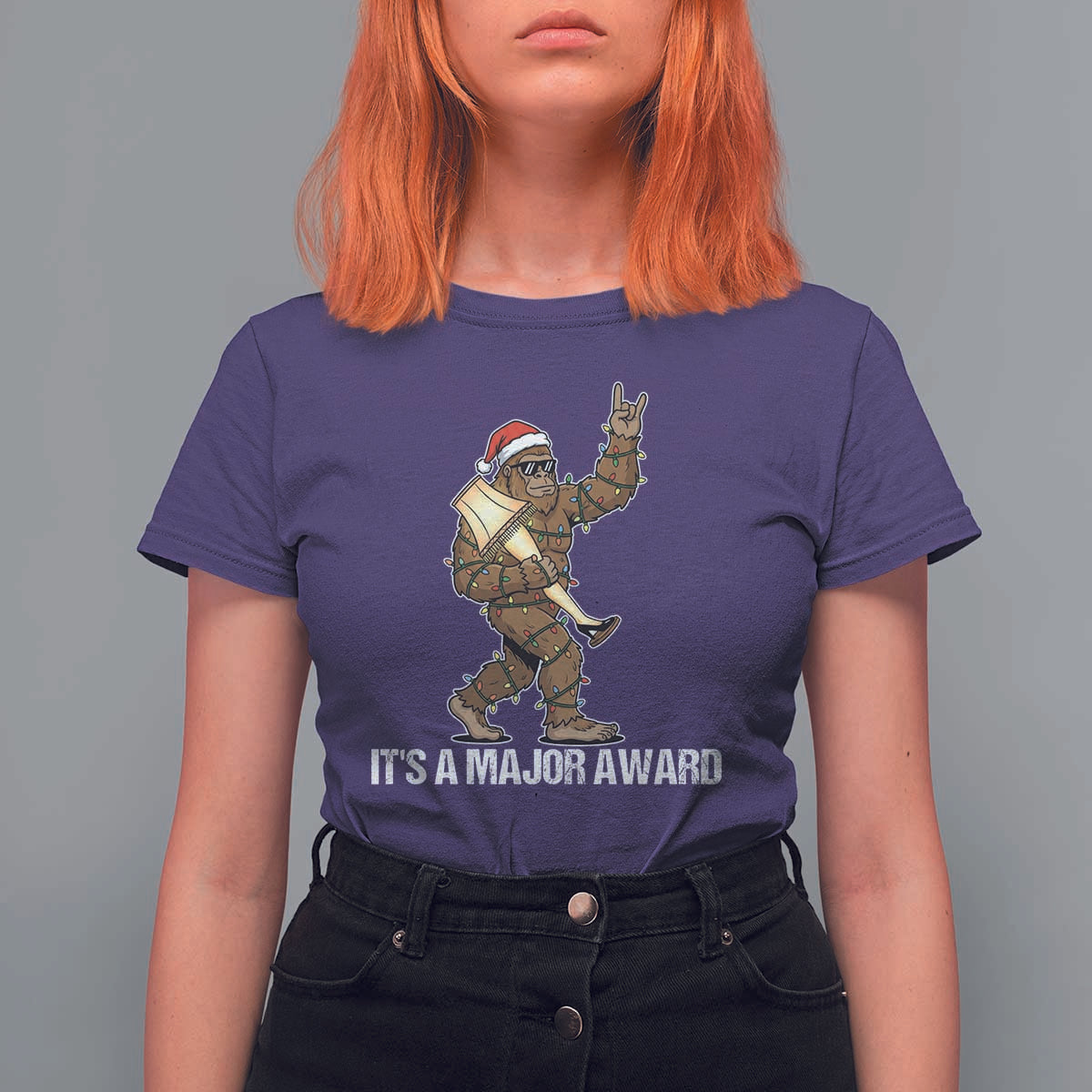Leg Lamp Christmas T Shirt For Women Funny Bigfoot Fra Gee Leh Xmas - Wonder Print Shop
