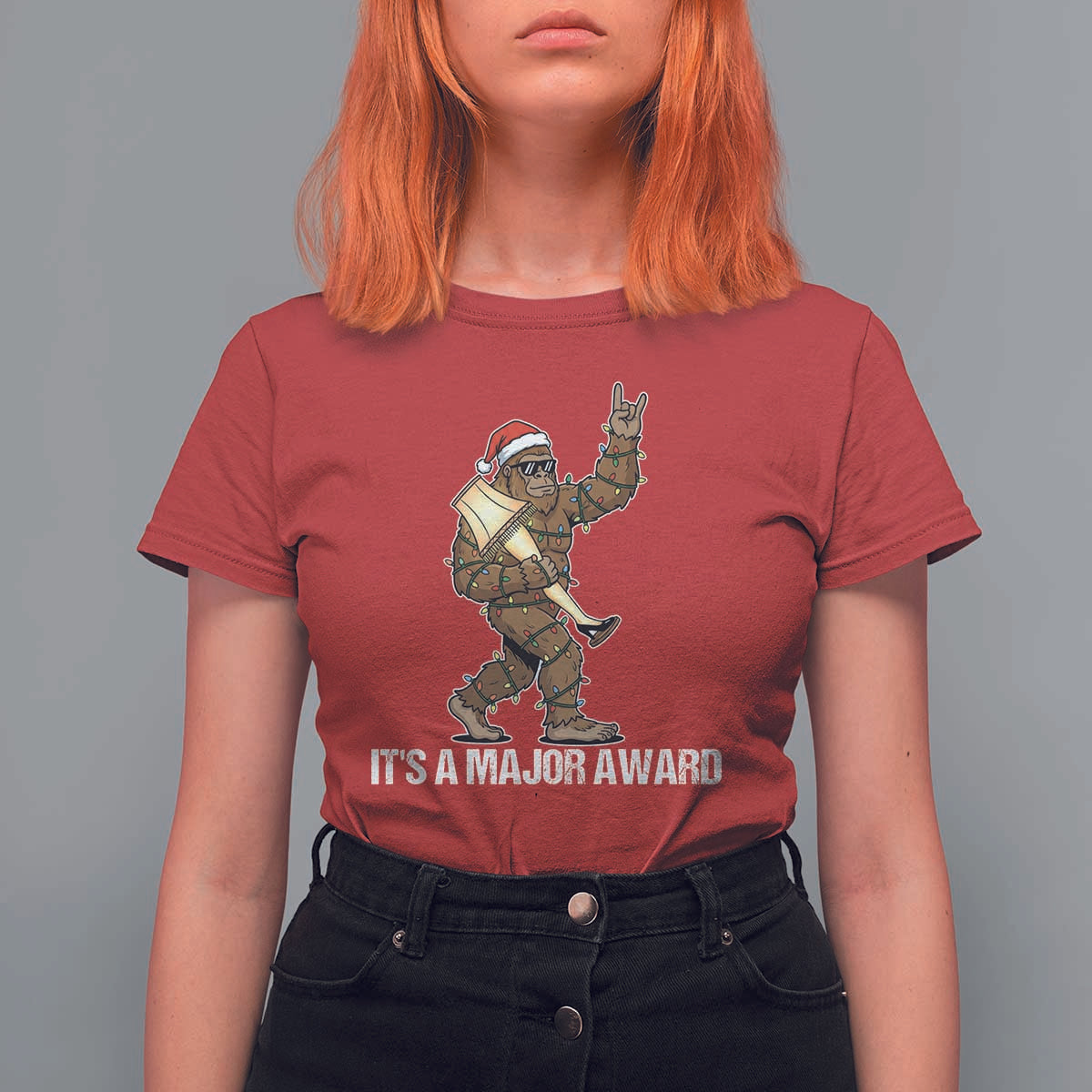 Leg Lamp Christmas T Shirt For Women Funny Bigfoot Fra Gee Leh Xmas - Wonder Print Shop