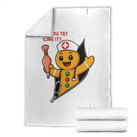 Funny ICU Nurse Christmas Throw Blanket Gingerbread Did You Try Icing It - Wonder Print Shop