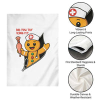 Funny ICU Nurse Christmas Garden Flag Gingerbread Did You Try Icing It - Wonder Print Shop