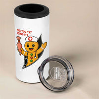 Funny ICU Nurse Christmas 4 in 1 Can Cooler Tumbler Gingerbread Did You Try Icing It - Wonder Print Shop