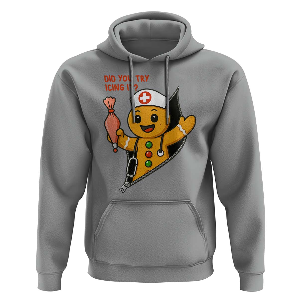 Funny ICU Nurse Christmas Hoodie Gingerbread Did You Try Icing It - Wonder Print Shop