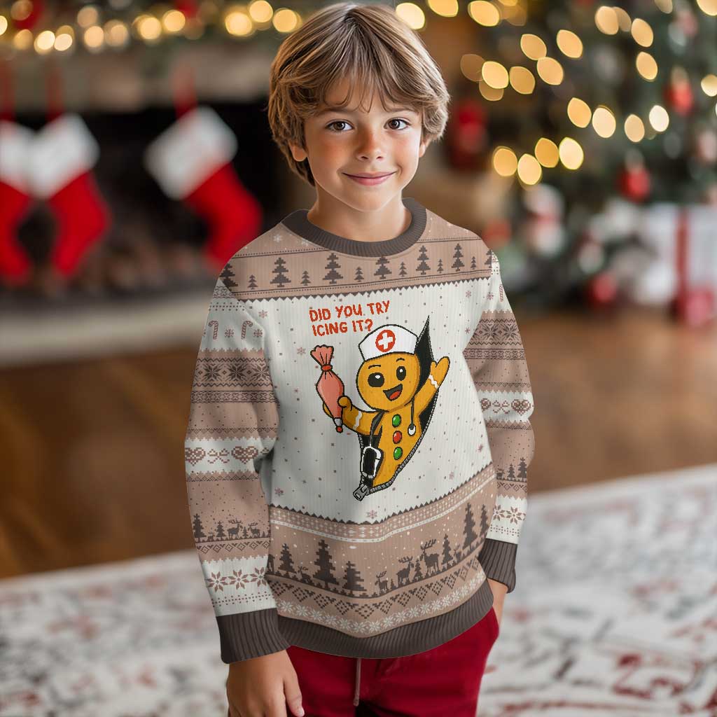 Funny ICU Nurse Xmas Ugly Christmas Sweater Gingerbread Did You Try Icing It - Wonder Print Shop