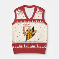 Funny ICU Nurse Xmas V-Neck Knit Sweater Vest Gingerbread Did You Try Icing It - Wonder Print Shop