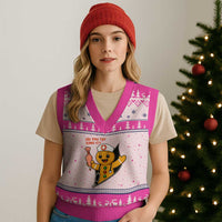 Funny ICU Nurse Xmas V-Neck Knit Sweater Vest Gingerbread Did You Try Icing It - Wonder Print Shop