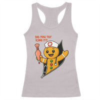 Funny ICU Nurse Christmas Racerback Tank Top Gingerbread Did You Try Icing It - Wonder Print Shop