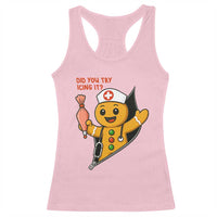 Funny ICU Nurse Christmas Racerback Tank Top Gingerbread Did You Try Icing It - Wonder Print Shop