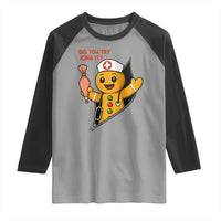 Funny ICU Nurse Christmas Raglan Shirt Gingerbread Did You Try Icing It - Wonder Print Shop