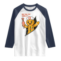 Funny ICU Nurse Christmas Raglan Shirt Gingerbread Did You Try Icing It - Wonder Print Shop