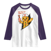 Funny ICU Nurse Christmas Raglan Shirt Gingerbread Did You Try Icing It - Wonder Print Shop