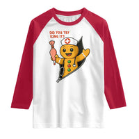 Funny ICU Nurse Christmas Raglan Shirt Gingerbread Did You Try Icing It - Wonder Print Shop