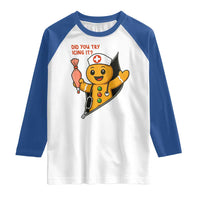 Funny ICU Nurse Christmas Raglan Shirt Gingerbread Did You Try Icing It - Wonder Print Shop