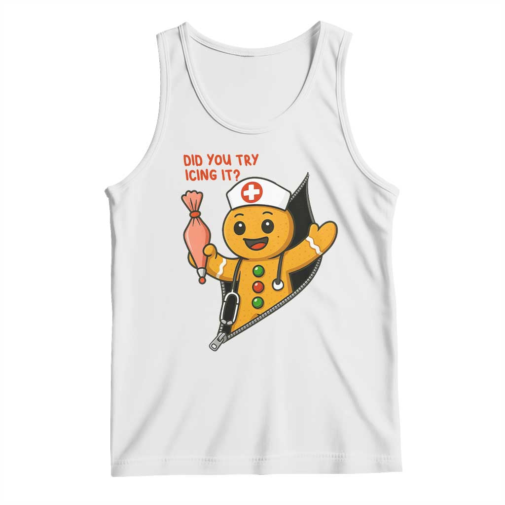 Funny ICU Nurse Christmas Tank Top Gingerbread Did You Try Icing It - Wonder Print Shop