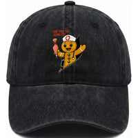 Funny ICU Nurse Christmas Washed Cotton Baseball Cap Gingerbread Did You Try Icing It