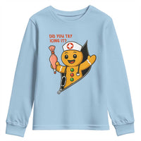 Funny ICU Nurse Christmas Youth Sweatshirt Gingerbread Did You Try Icing It - Wonder Print Shop
