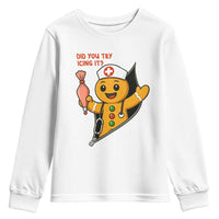 Funny ICU Nurse Christmas Youth Sweatshirt Gingerbread Did You Try Icing It - Wonder Print Shop