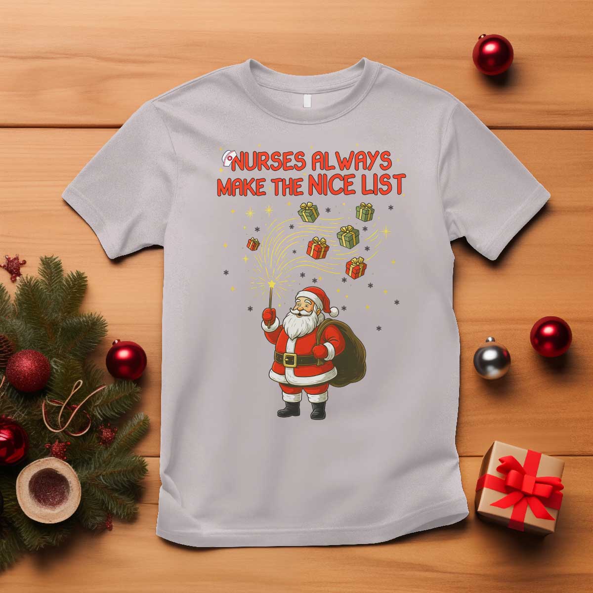 Funny Nurse Christmas T Shirt Nurses Always Make The Nice List - Wonder Print Shop