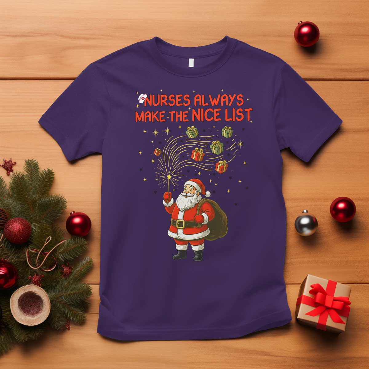 Funny Nurse Christmas T Shirt Nurses Always Make The Nice List - Wonder Print Shop