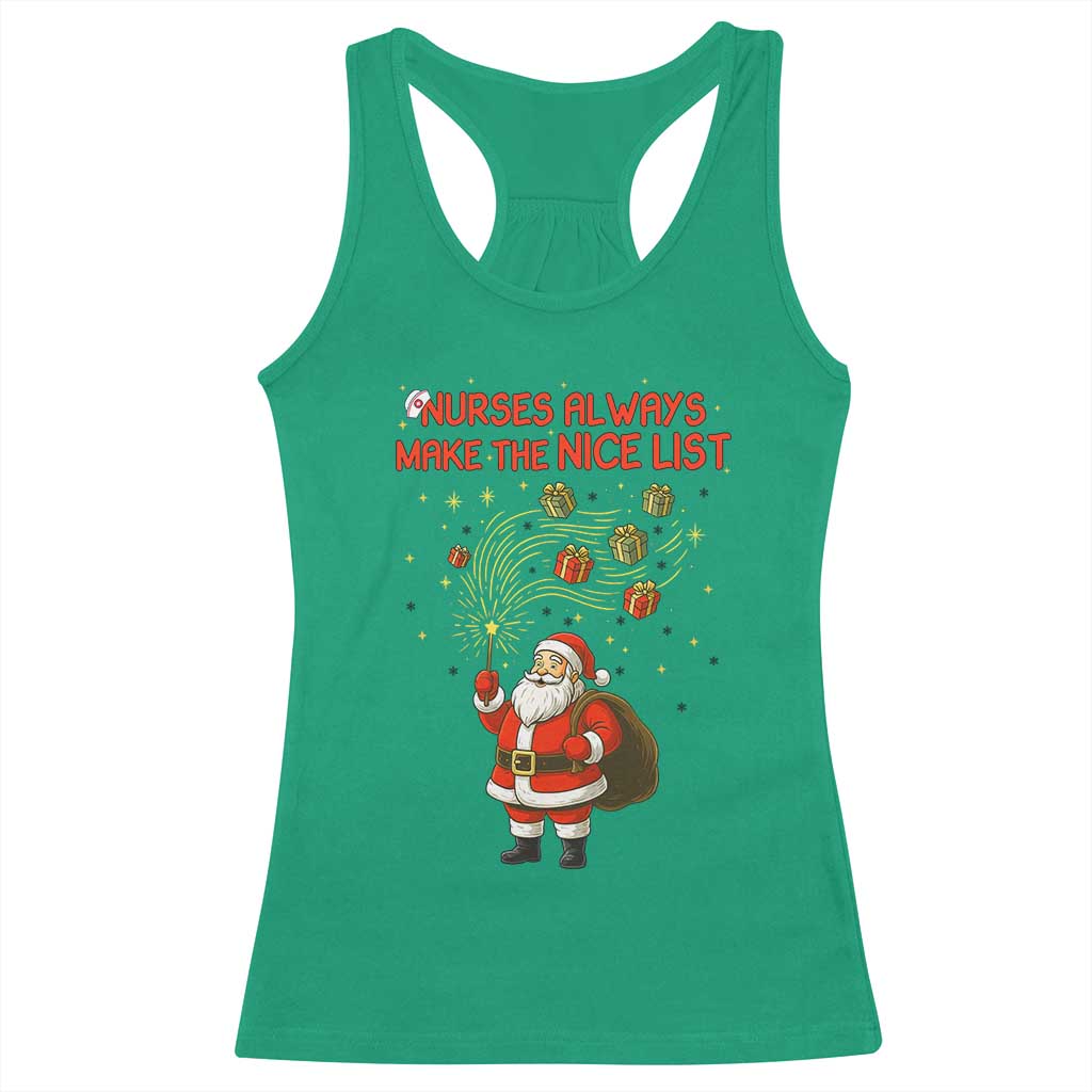 Funny Nurse Christmas Racerback Tank Top Nurses Always Make The Nice List - Wonder Print Shop