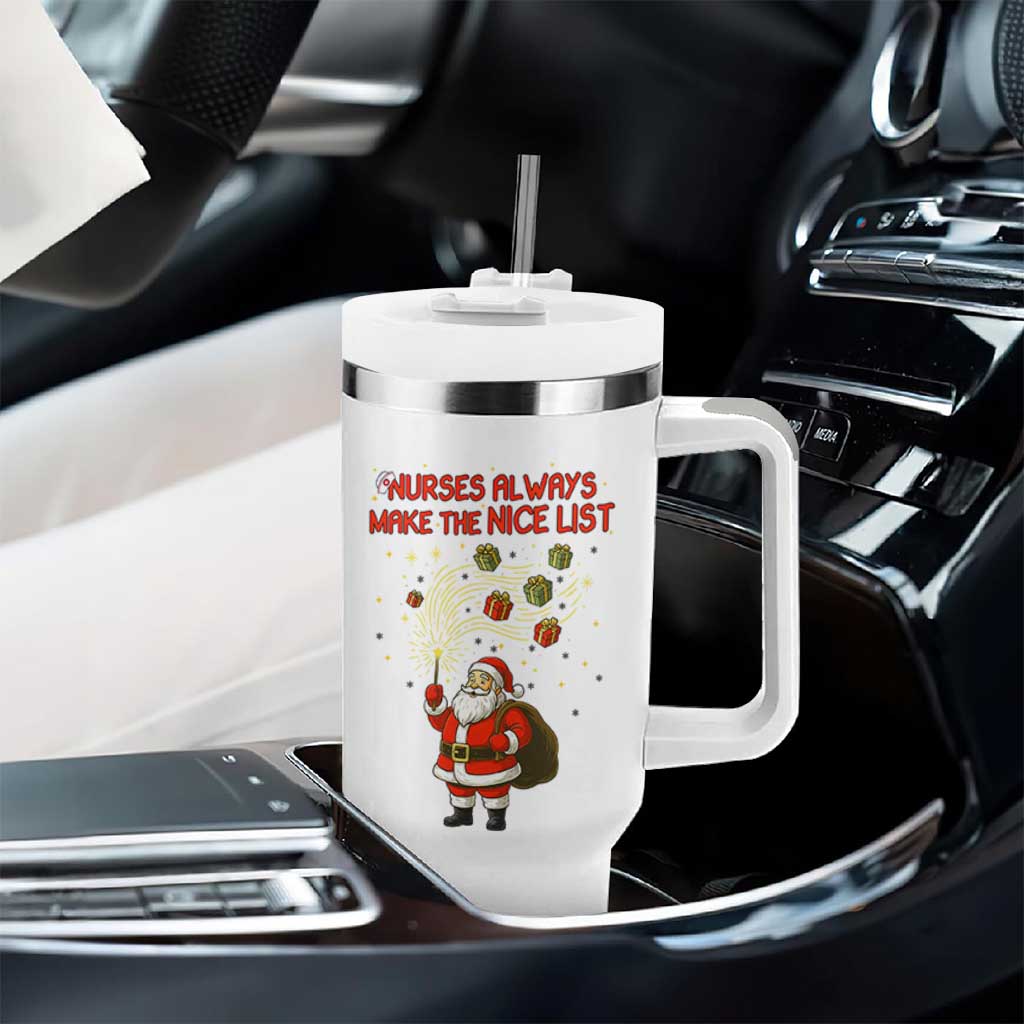 Funny Nurse Christmas Tumbler With Handle Nurses Always Make The Nice List - Wonder Print Shop