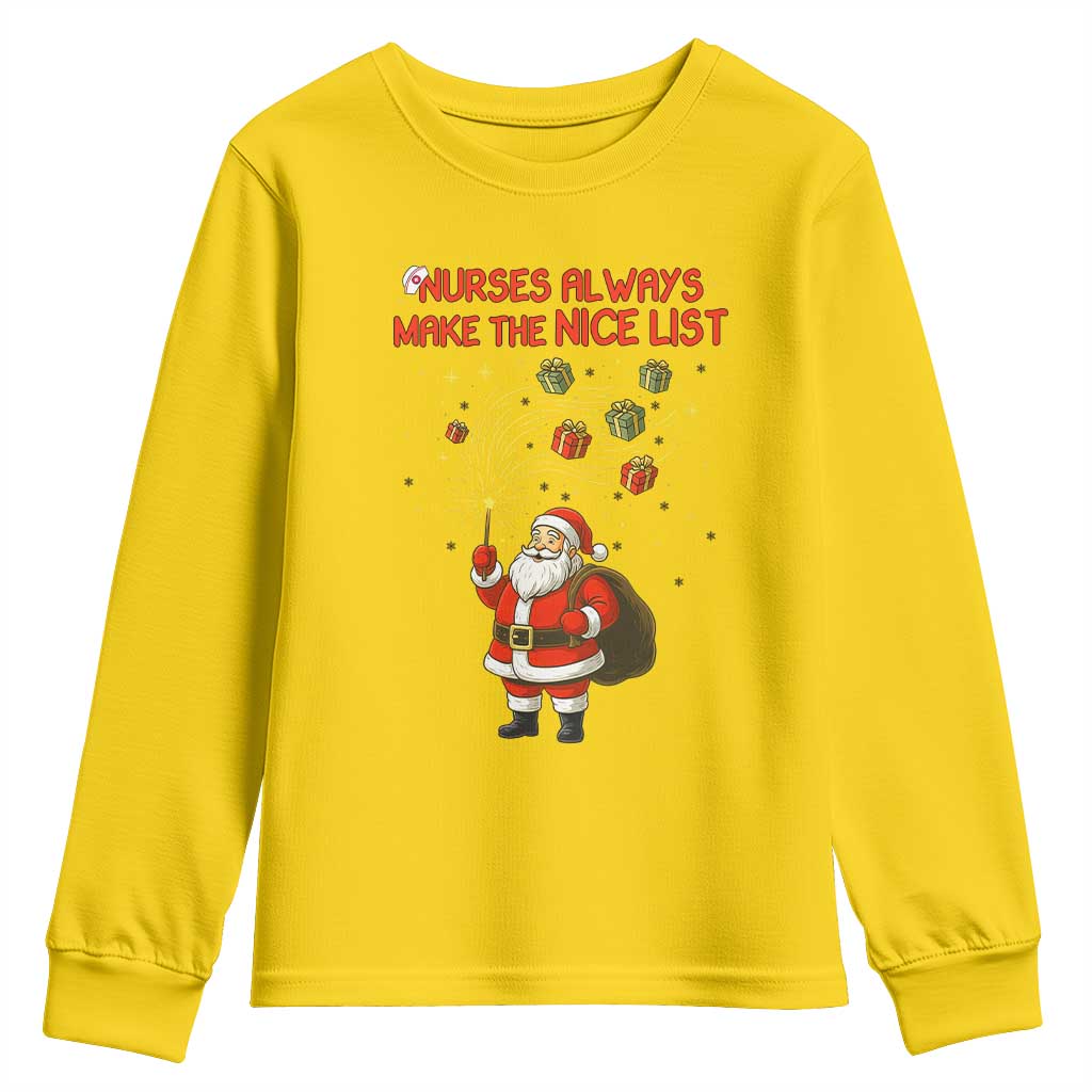 Funny Nurse Christmas Youth Sweatshirt Nurses Always Make The Nice List - Wonder Print Shop