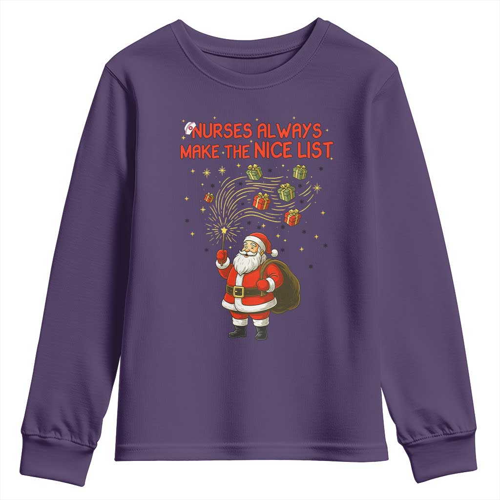 Funny Nurse Christmas Youth Sweatshirt Nurses Always Make The Nice List - Wonder Print Shop