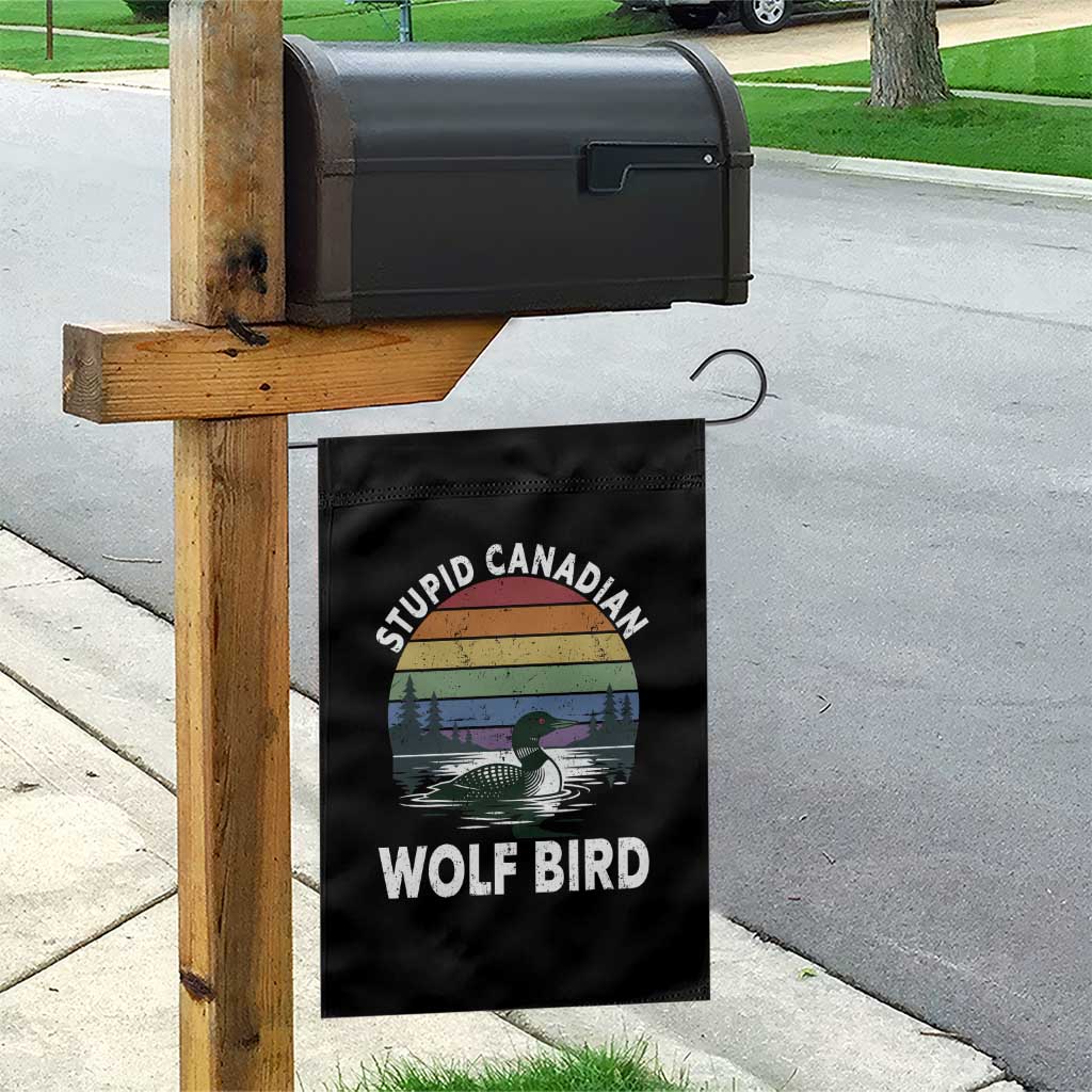 Stupid Canadian Wolf Bird Garden Flag Sarcastic Animal Meme