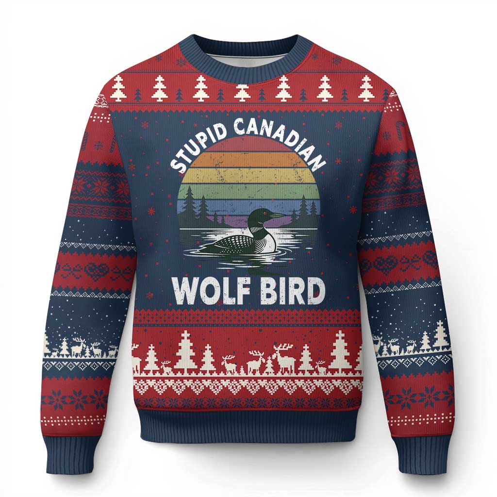 Stupid Canadian Wolf Bird Ugly Christmas Sweater Sarcastic Animal Meme