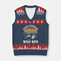 Stupid Canadian Wolf Bird V-Neck Knit Sweater Vest Sarcastic Animal Meme