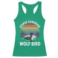 Stupid Canadian Wolf Bird Racerback Tank Top Sarcastic Animal Meme