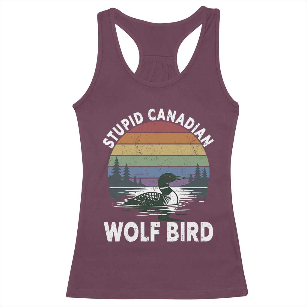 Stupid Canadian Wolf Bird Racerback Tank Top Sarcastic Animal Meme