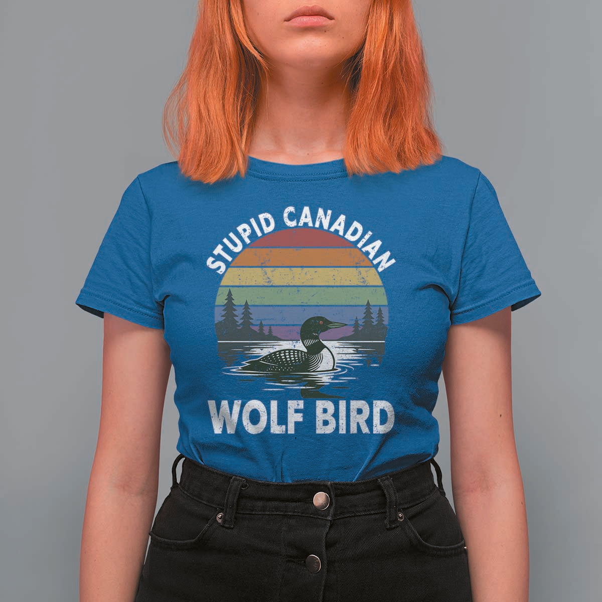 Stupid Canadian Wolf Bird T Shirt For Women Sarcastic Animal Meme