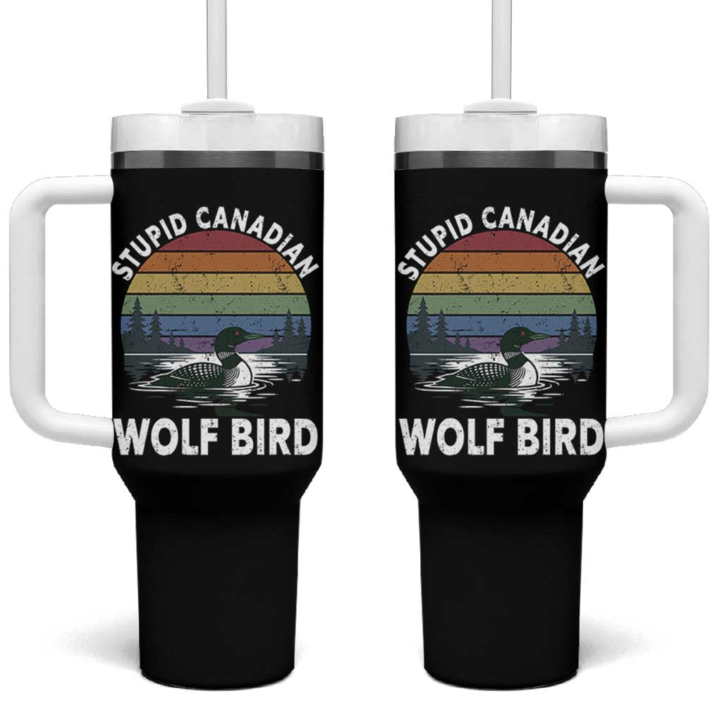 Stupid Canadian Wolf Bird Tumbler With Handle Sarcastic Animal Meme