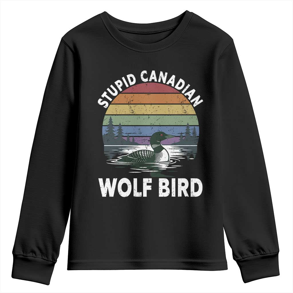Stupid Canadian Wolf Bird Youth Sweatshirt Sarcastic Animal Meme
