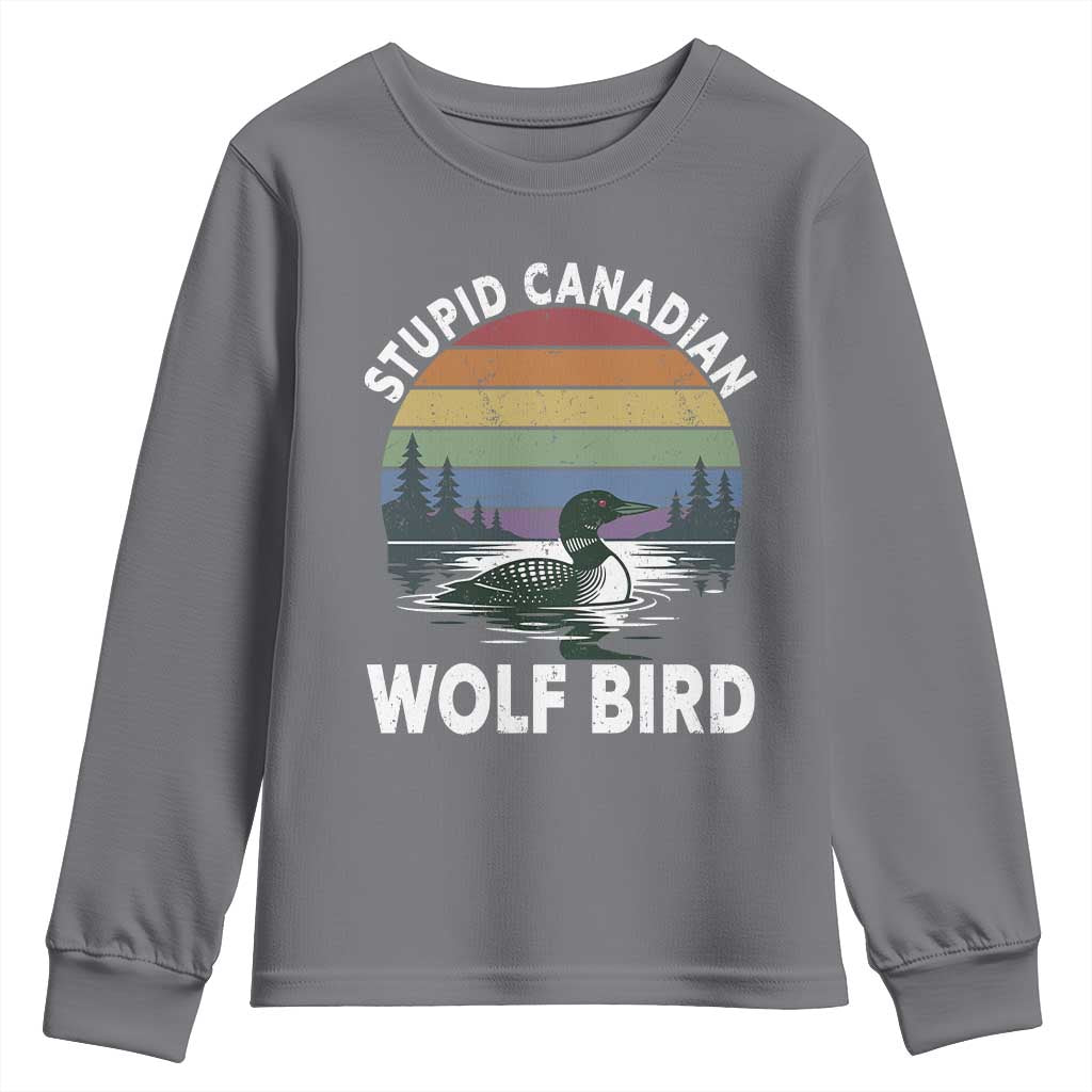 Stupid Canadian Wolf Bird Youth Sweatshirt Sarcastic Animal Meme