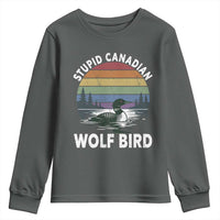 Stupid Canadian Wolf Bird Youth Sweatshirt Sarcastic Animal Meme