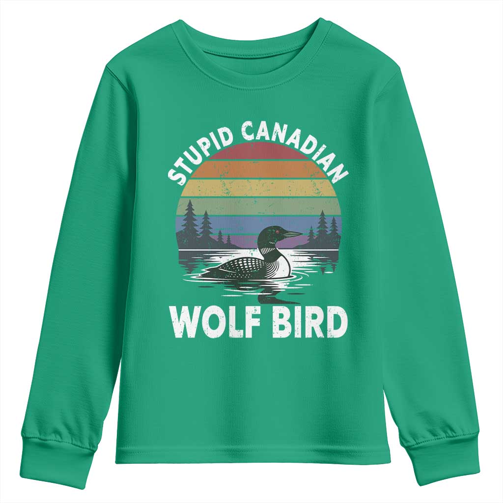 Stupid Canadian Wolf Bird Youth Sweatshirt Sarcastic Animal Meme