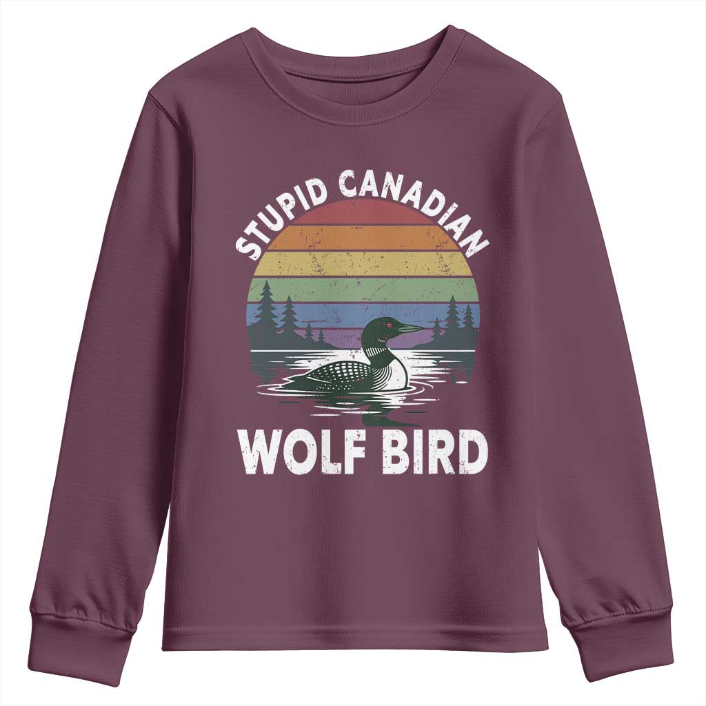 Stupid Canadian Wolf Bird Youth Sweatshirt Sarcastic Animal Meme