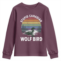 Stupid Canadian Wolf Bird Youth Sweatshirt Sarcastic Animal Meme