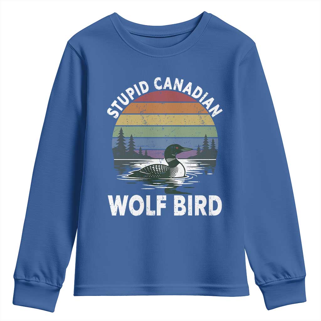 Stupid Canadian Wolf Bird Youth Sweatshirt Sarcastic Animal Meme