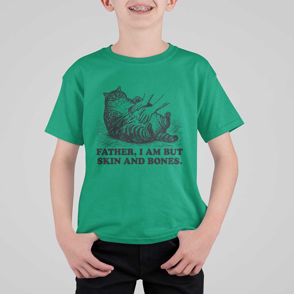 Funny Cat Dad Cat Lover T Shirt For Kid Father I Am But Skin and Bones