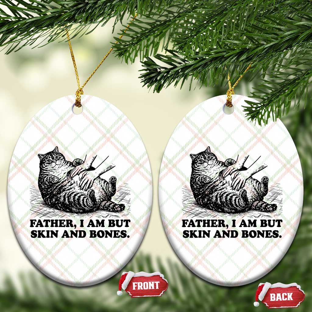 Funny Cat Dad Cat Lover Ceramic Ornament Father I Am But Skin and Bones