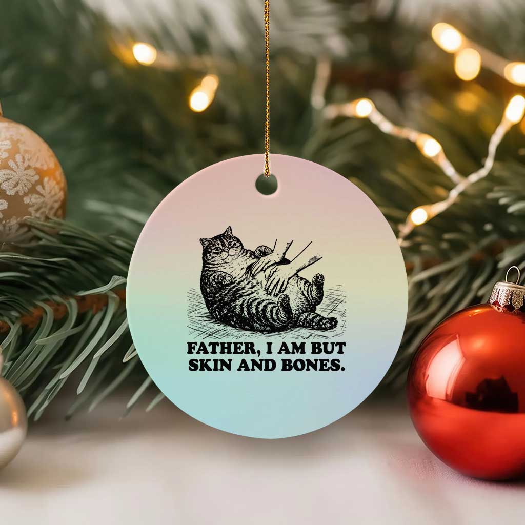 Funny Cat Dad Cat Lover Ceramic Ornament Father I Am But Skin and Bones
