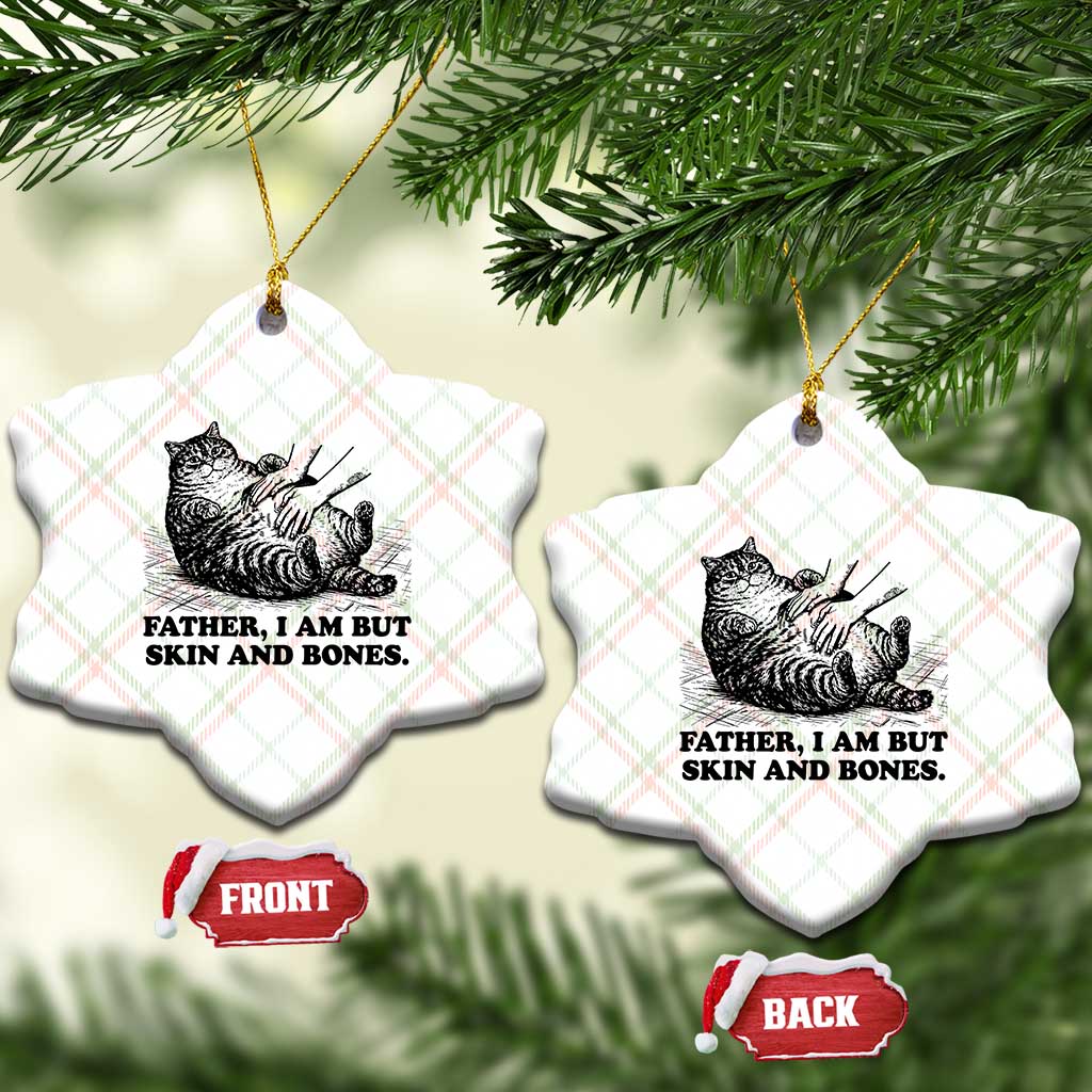 Funny Cat Dad Cat Lover Ceramic Ornament Father I Am But Skin and Bones