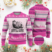 Funny Cat Dad Cat Lover Ugly Christmas Sweater Father I Am But Skin and Bones