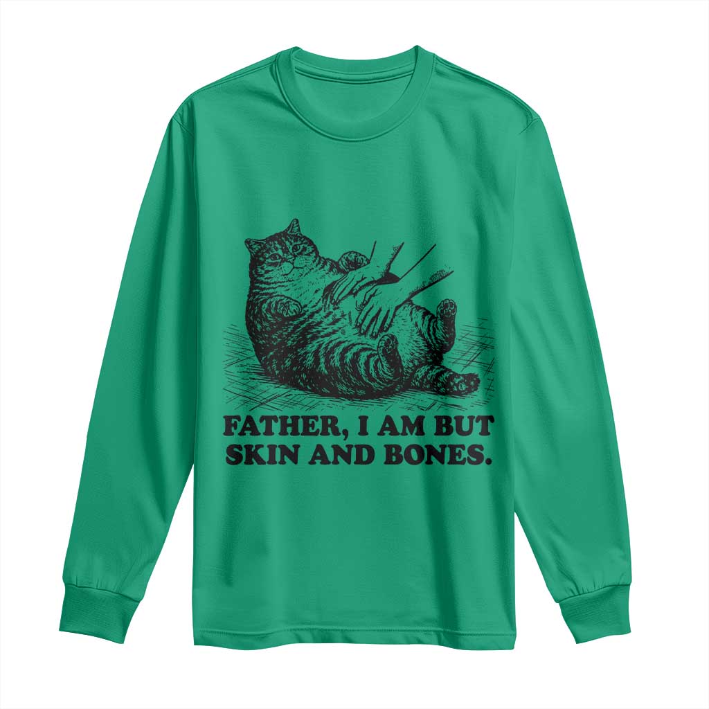 Funny Cat Dad Cat Lover Long Sleeve Shirt Father I Am But Skin and Bones