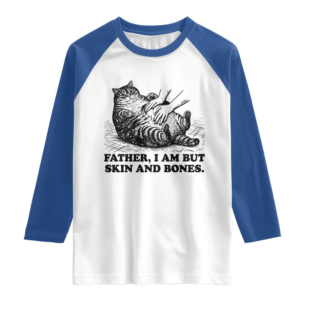 Funny Cat Dad Cat Lover Raglan Shirt Father I Am But Skin and Bones