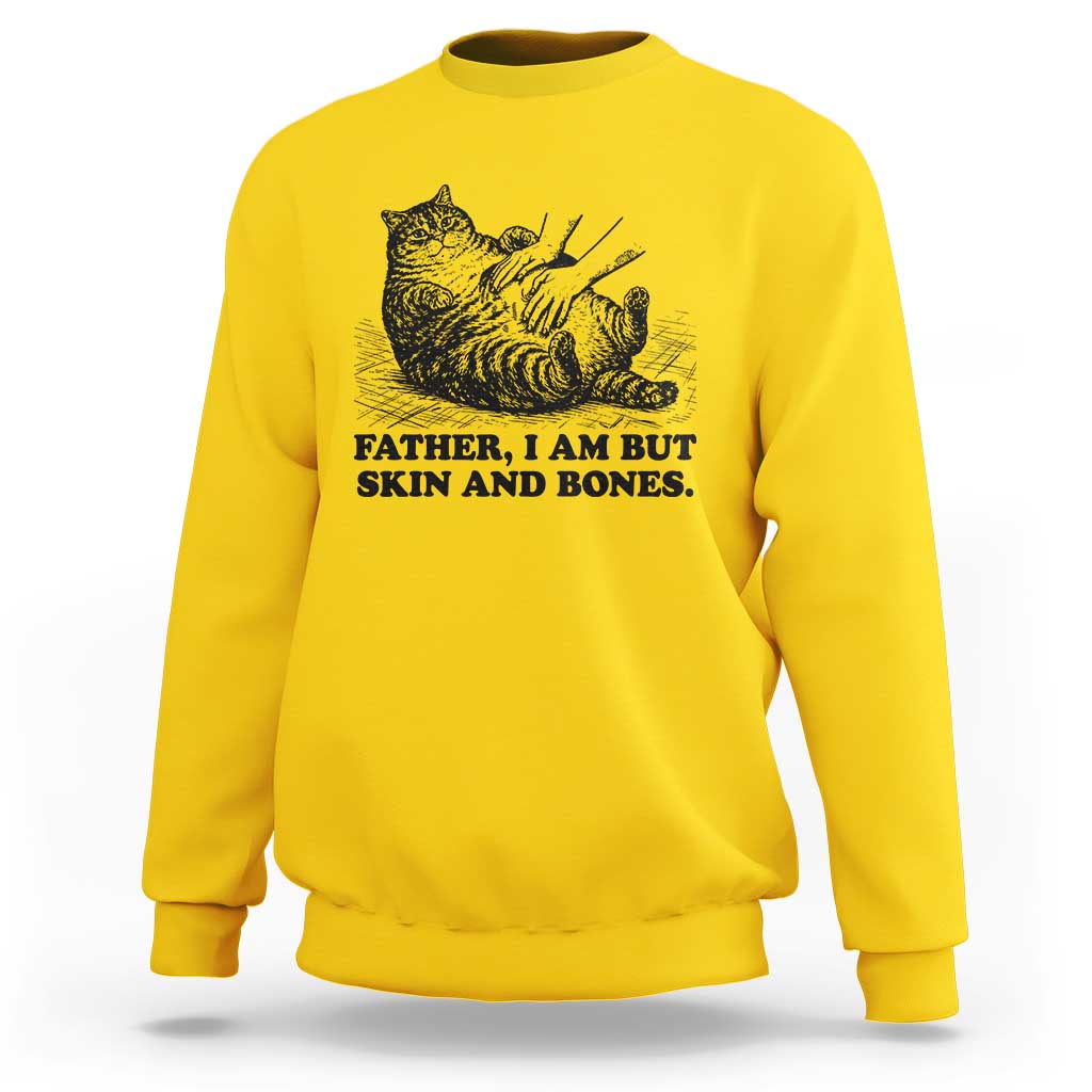 Funny Cat Dad Cat Lover Sweatshirt Father I Am But Skin and Bones